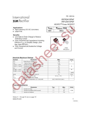 IRFR3410TRLPBF datasheet  